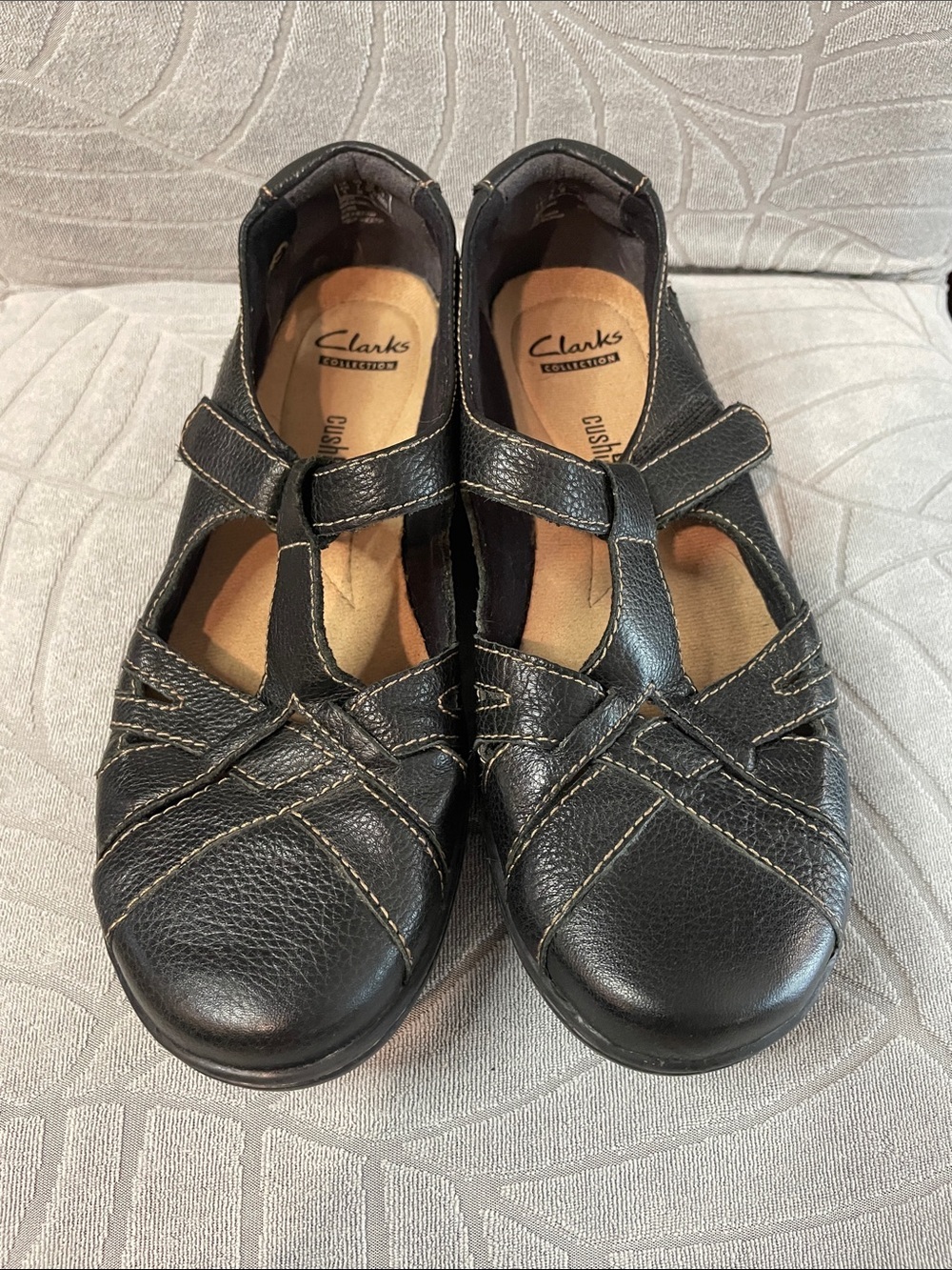 Clarks Black Leather Mary Jane Comfort Shoes - Picture 1 of 6